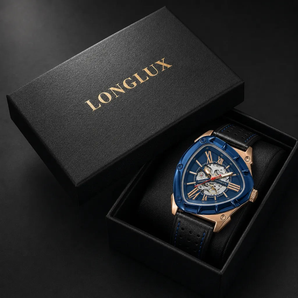 LONGLUX_Relogio_de_pulso_Masculino_Automatico_Esportivo-em_Couro_Azul_45MM