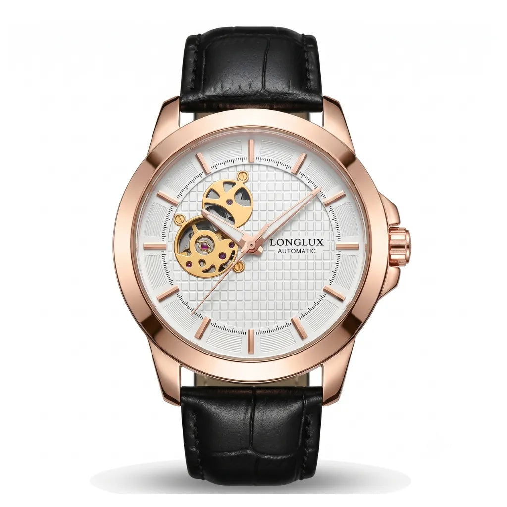 Relógio Masculino Automático de pulso Esqueleto Branco 44mm