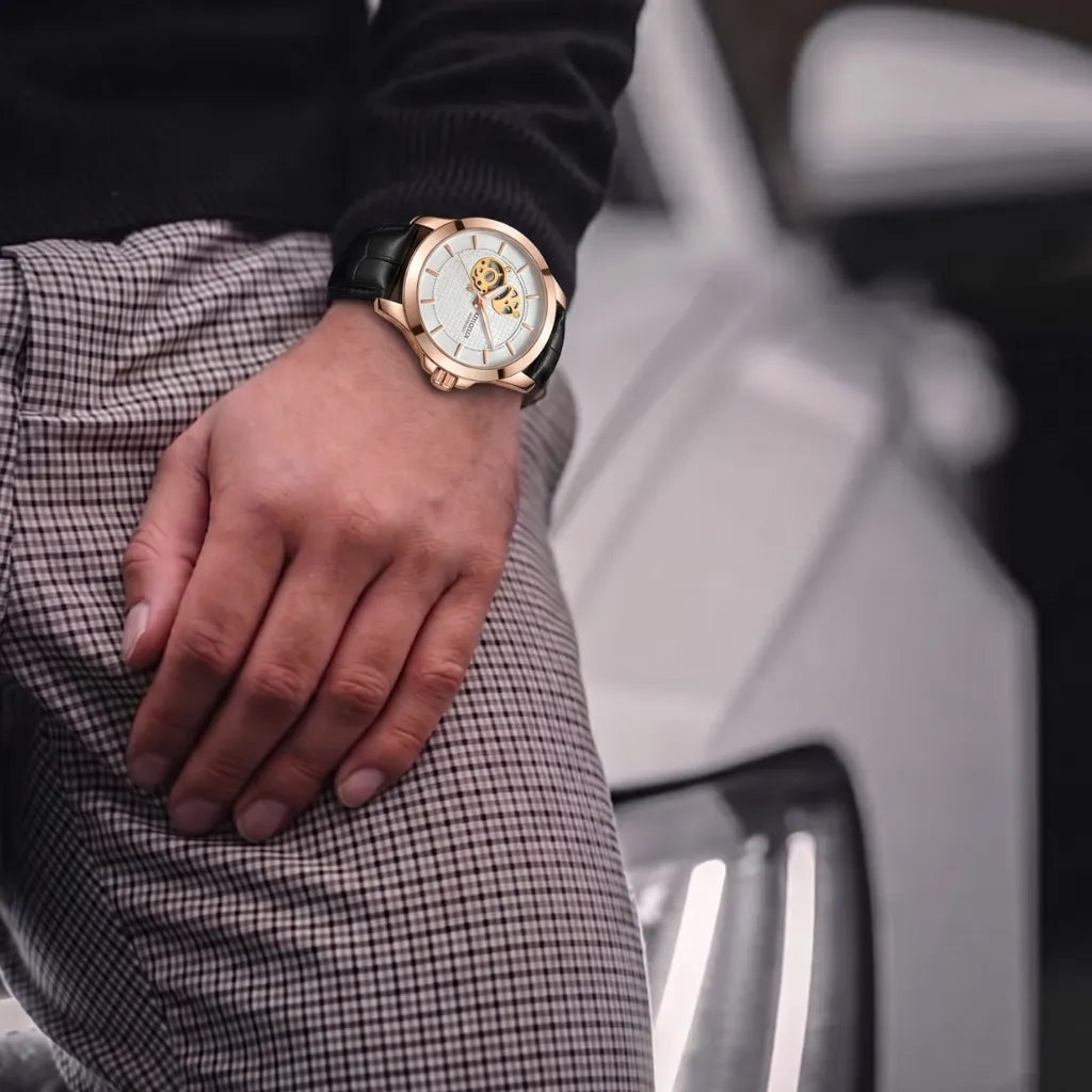 Relógio Masculino Automático de pulso Esqueleto Branco