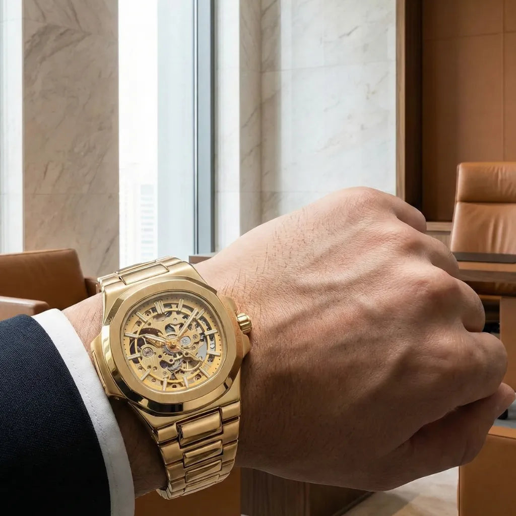 Relogio_Masculino_Dourado_LongLux_Patton