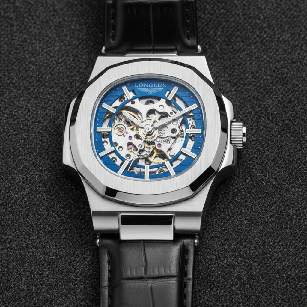 Relógio em Couro LongLux Vanguard Blue