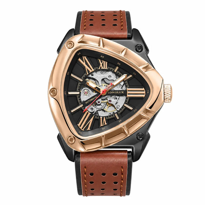 LONGLUX Relógio Masculino Automático Esportivo em Couro 45MM