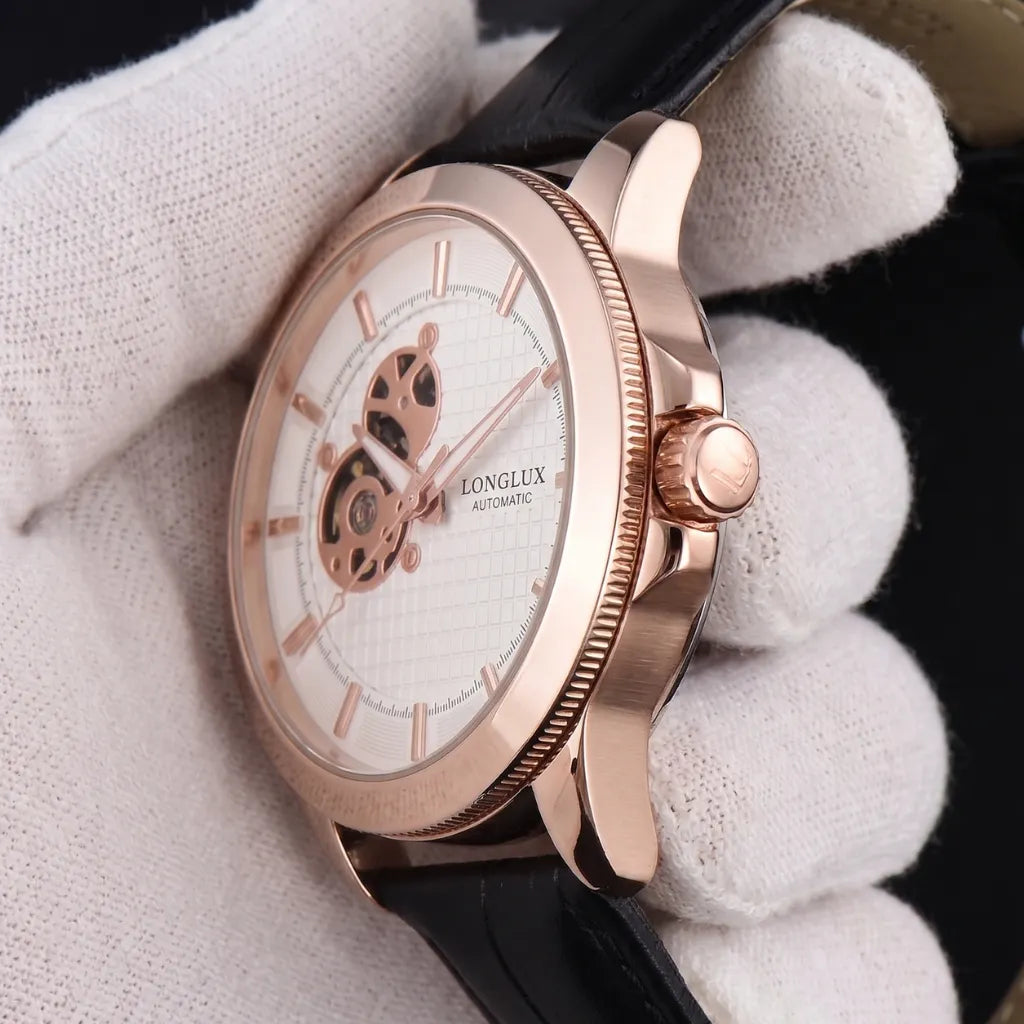 Relógio Masculino de pulso Esqueleto Branco 44mm
