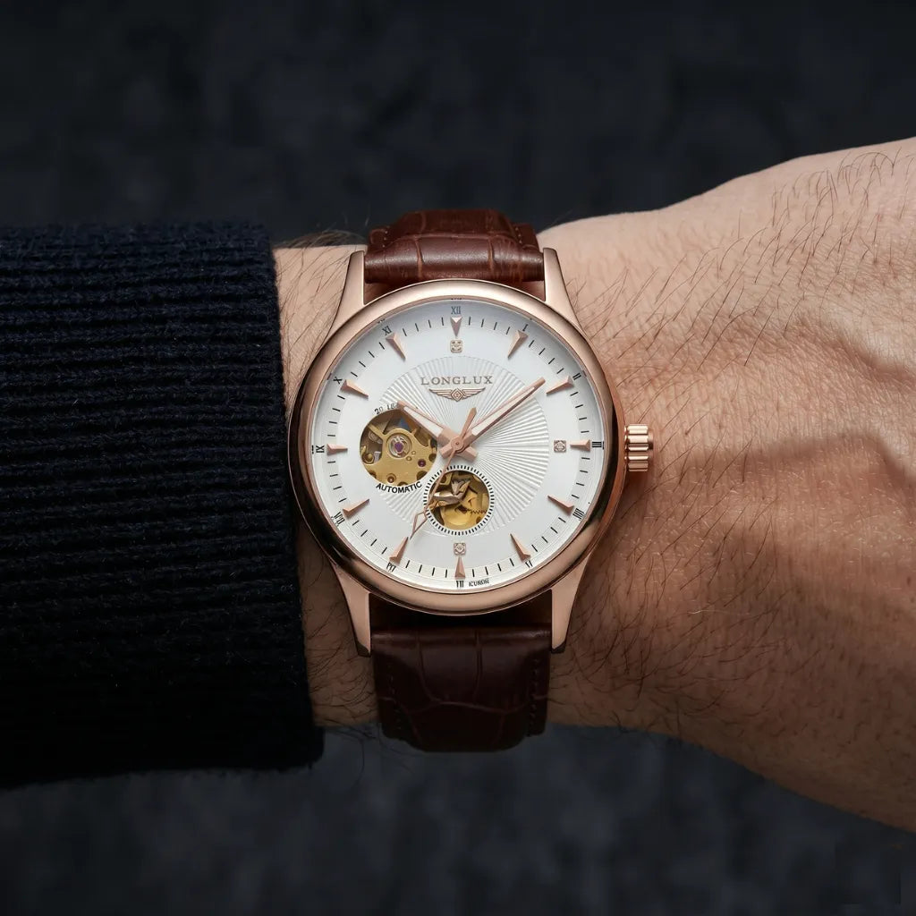Relógio Dornell Gold LONGLUX skeleton dourado acabamento