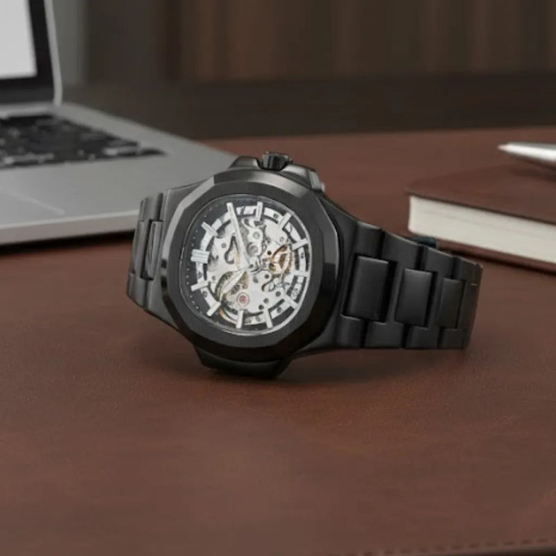 Movimento mecânico automático do relógio LongLux Patton Black