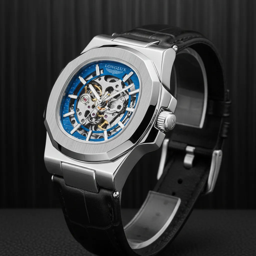 Relógio em Couro LongLux Vanguard Blue