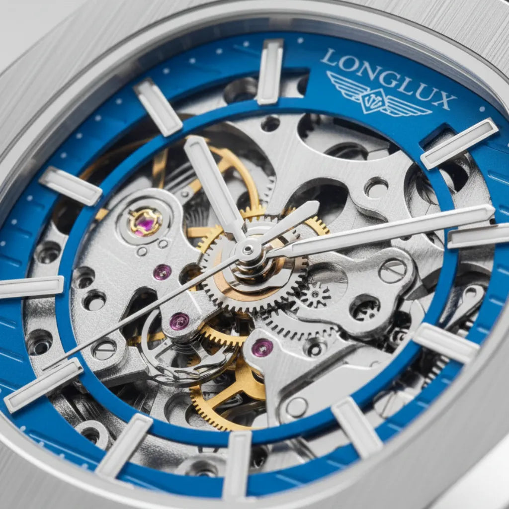 Relógio em Couro LongLux Vanguard Blue