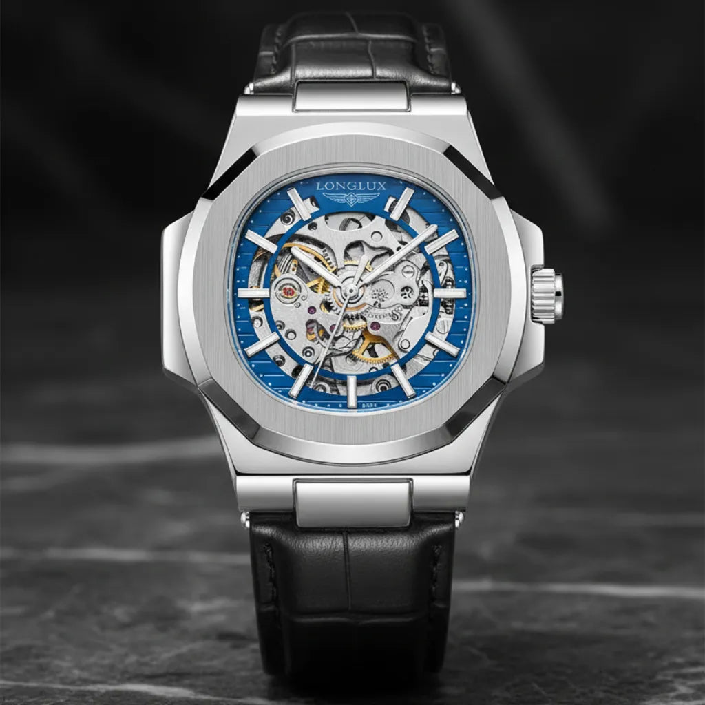 Relógio em Couro LongLux Vanguard Blue